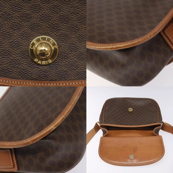 CELINE Macadam Canvas Shoulder Bag PVC Leather Brown Gold Auth 113138 - Picture 13 of 14